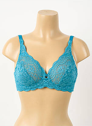Sutien efect material satinat sutien cupe întregi cu decolteu înalt albastru TRIUMPH femeie