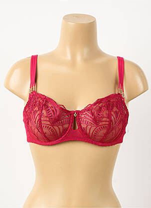 Sutien efect material satinat sutien cupe întregi cu decolteu înalt roz AUBABE femme