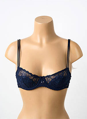 Sutien efect material satinat sutien balconet cu decolteu înalt albastru MARIE JO femeie