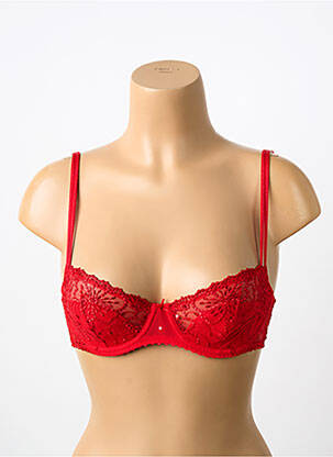 Sutien efect material satinat sutien balconet cu decolteu înalt roșu MARIE JO femme