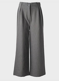 Pantalon larg țesătură poplin mărime normală gri LOSAN femme