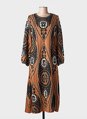 Rochie lungă mâneci lungi mâneci lungi maro MEISÏE femeie