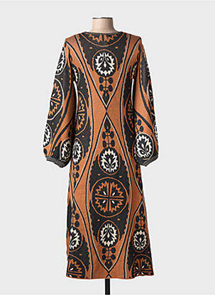 Rochie lungă mâneci lungi mâneci lungi maro MEISÏE femeie