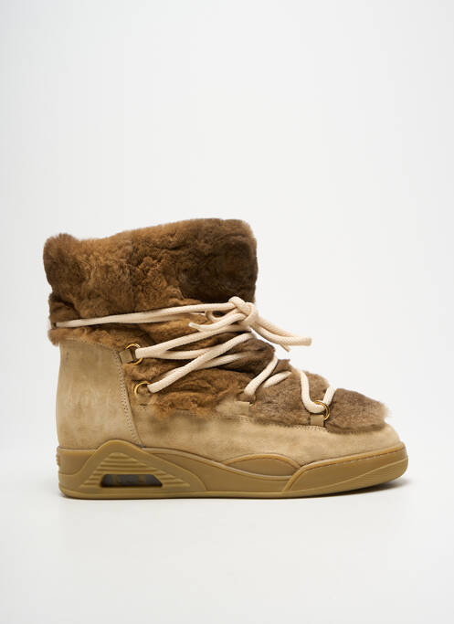 Botine/ghete vârf rotund toc plat până la 3 cm bej SERAFINI femme