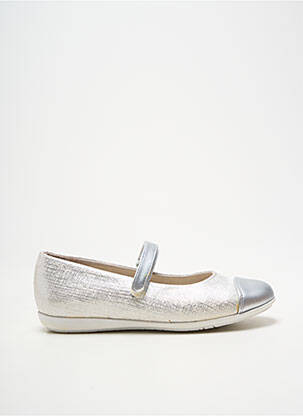 Balerine țesătură satinată vârf rotund argintiu GARVALIN fille