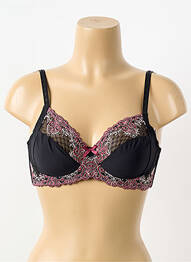 Sutien efect material satinat sutien cupe întregi cu decolteu înalt negru PIEGE femme
