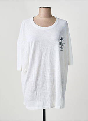 Tricou croială dreaptă mâneci scurte alb MONTAGUT femeie
