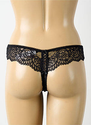 Tanga efect material satinat negru AUBADE femeie
