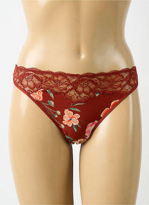 Tanga efect material satinat maro AUBADE femeie