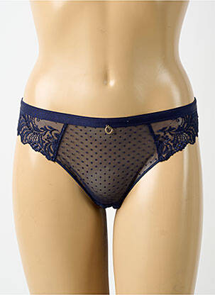 Tanga efect material satinat albastru AUBADE femeie