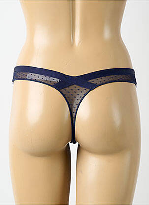 Tanga efect material satinat albastru AUBADE femeie