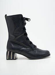 Botine/ghete țesătură satinată toc de 4 la 6 cm negru NEMONIC femme