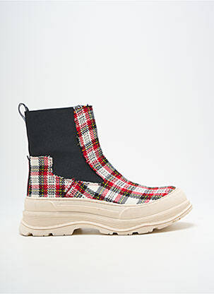 Botine/ghete vârf rotund toc de 4 la 6 cm roșu VADDIA femeie