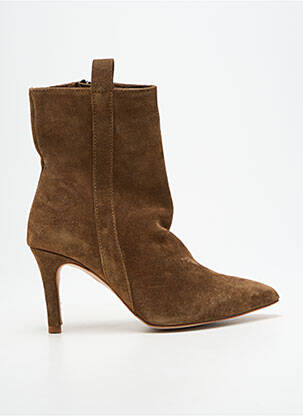 Botine/ghete nubuc toc de 7 la 9 cm maro SMS femeie