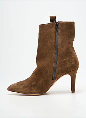 Botine/ghete nubuc toc de 7 la 9 cm maro SMS femeie