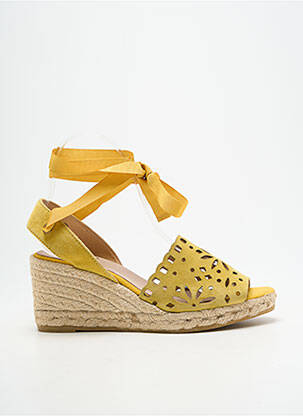 Espadrile închidere cu șireturi toc de 7 la 9 cm galben KANNA femeie