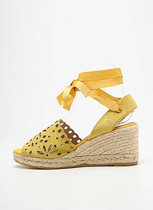 Espadrile închidere cu șireturi toc de 7 la 9 cm galben KANNA femeie