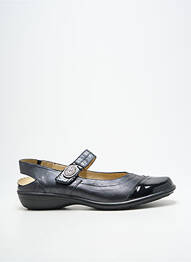 Sandale/pantofi decupați țesătură satinată toc plat până la 3 cm negru GEO-REINO femme