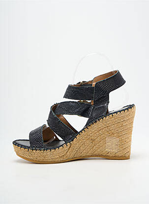 Sandale/pantofi decupați țesătură satinată toc de 7 la 9 cm negru L'ESPADRILLE DE NICOLE femeie