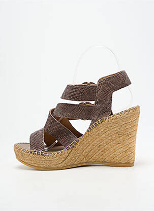Sandale/pantofi decupați țesătură satinată toc de 7 la 9 cm maro L'ESPADRILLE DE NICOLE femeie
