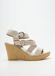 Sandale/pantofi decupați țesătură satinată toc de 7 la 9 cm bej L'ESPADRILLE DE NICOLE femeie