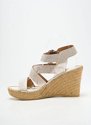 Sandale/pantofi decupați țesătură satinată toc de 7 la 9 cm bej L'ESPADRILLE DE NICOLE femeie