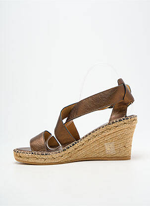 Sandale/pantofi decupați țesătură satinată toc de 7 la 9 cm maro L'ESPADRILLE DE NICOLE femeie