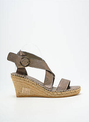 Sandale/pantofi decupați țesătură satinată toc de 7 la 9 cm argintiu L'ESPADRILLE DE NICOLE femeie