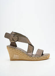 Sandale/pantofi decupați țesătură satinată toc de 7 la 9 cm argintiu L'ESPADRILLE DE NICOLE femeie