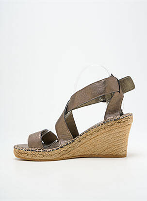 Sandale/pantofi decupați țesătură satinată toc de 7 la 9 cm argintiu L'ESPADRILLE DE NICOLE femeie