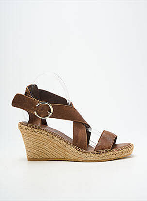 Sandale/pantofi decupați toc platformă toc de 7 la 9 cm maro L'ESPADRILLE DE NICOLE femeie