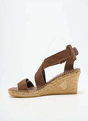 Sandale/pantofi decupați toc platformă toc de 7 la 9 cm maro L'ESPADRILLE DE NICOLE femeie