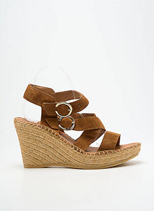 Sandale/pantofi decupați toc platformă toc înalt de 10cm și mai mult maro L'ESPADRILLE DE NICOLE femeie
