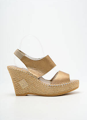 Sandale/pantofi decupați țesătură satinată toc înalt de 10cm și mai mult auriu L'ESPADRILLE DE NICOLE femeie