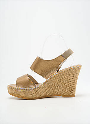 Sandale/pantofi decupați țesătură satinată toc înalt de 10cm și mai mult auriu L'ESPADRILLE DE NICOLE femeie
