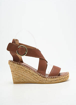 Sandale/pantofi decupați închidere cu buclă(e) toc de 7 la 9 cm maro L'ESPADRILLE DE NICOLE femme