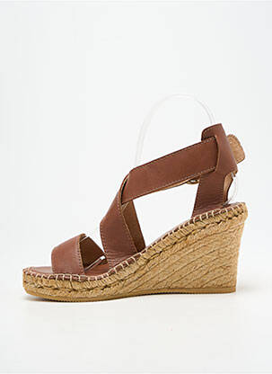 Sandale/pantofi decupați închidere cu buclă(e) toc de 7 la 9 cm maro L'ESPADRILLE DE NICOLE femeie