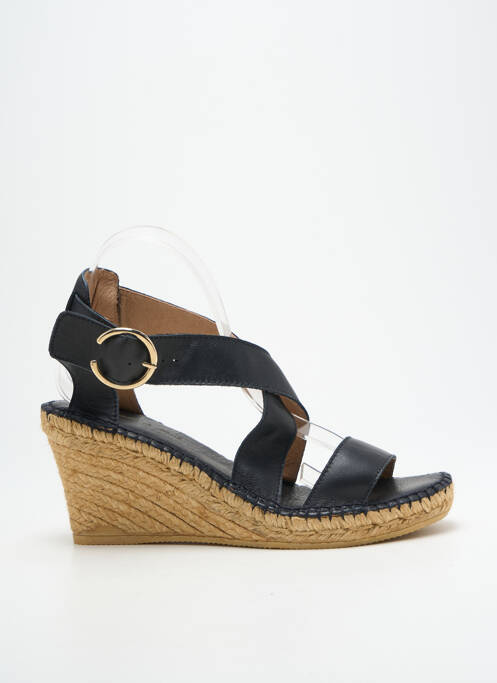 Sandale/pantofi decupați închidere cu buclă(e) toc de 7 la 9 cm negru L'ESPADRILLE DE NICOLE femme