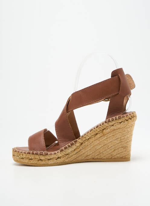 Sandale/pantofi decupați închidere cu buclă(e) toc de 7 la 9 cm maro L'ESPADRILLE DE NICOLE femme