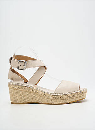 Sandale/pantofi decupați toc platformă toc de 7 la 9 cm bej L'ESPADRILLE DE NICOLE femeie