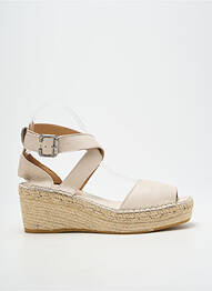 Sandale/pantofi decupați toc platformă toc de 7 la 9 cm bej L'ESPADRILLE DE NICOLE femme