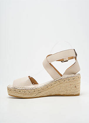 Sandale/pantofi decupați toc platformă toc de 7 la 9 cm bej L'ESPADRILLE DE NICOLE femeie