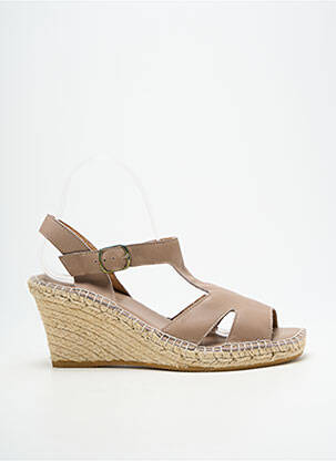 Sandale/pantofi decupați toc platformă toc de 7 la 9 cm bej L'ESPADRILLE DE NICOLE femeie