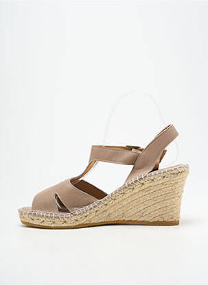 Sandale/pantofi decupați toc platformă toc de 7 la 9 cm bej L'ESPADRILLE DE NICOLE femeie