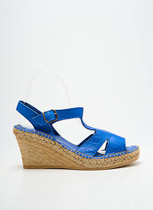 Sandale/pantofi decupați toc platformă toc de 7 la 9 cm albastru L'ESPADRILLE DE NICOLE femeie