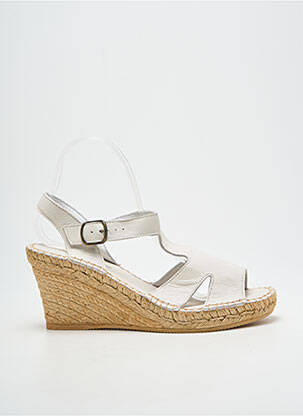 Sandale/pantofi decupați toc platformă toc de 7 la 9 cm alb L'ESPADRILLE DE NICOLE femeie