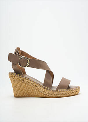 Sandale/pantofi decupați toc platformă toc de 7 la 9 cm maro L'ESPADRILLE DE NICOLE femeie