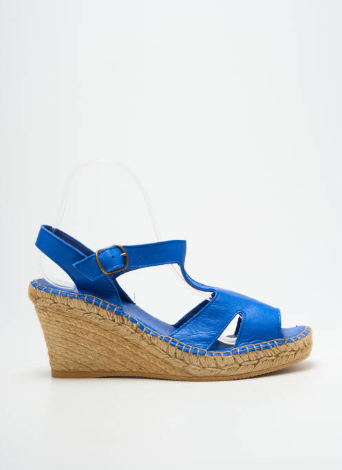 Sandale/pantofi decupați toc platformă toc de 7 la 9 cm albastru L'ESPADRILLE DE NICOLE femme