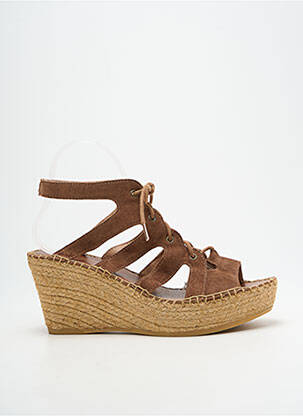 Sandale/pantofi decupați toc platformă toc de 7 la 9 cm maro L'ESPADRILLE DE NICOLE femeie