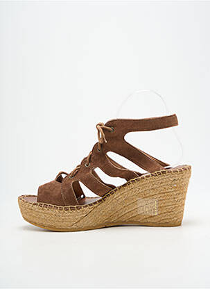 Sandale/pantofi decupați toc platformă toc de 7 la 9 cm maro L'ESPADRILLE DE NICOLE femeie